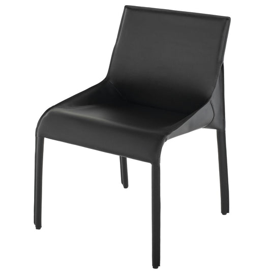 Delphine Black Leather Dining Chair