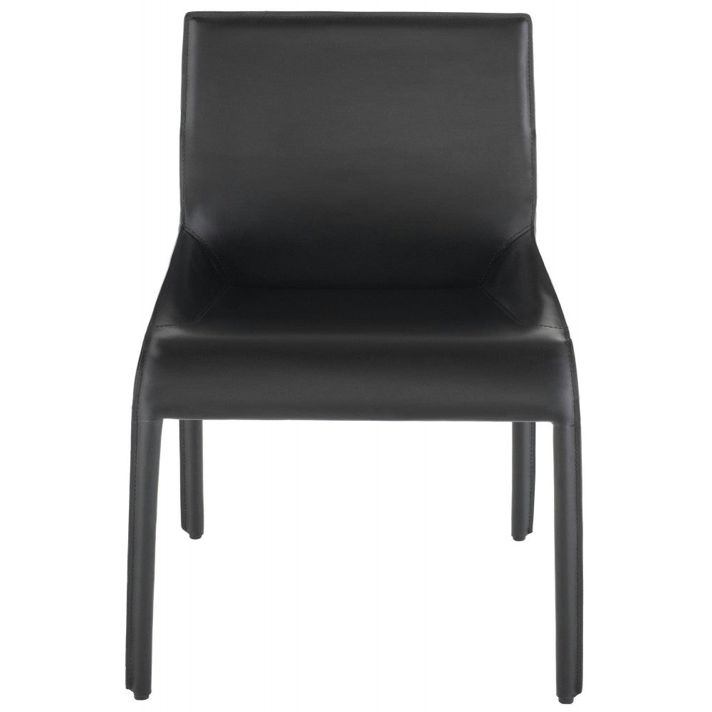 Delphine Black Leather Dining Chair