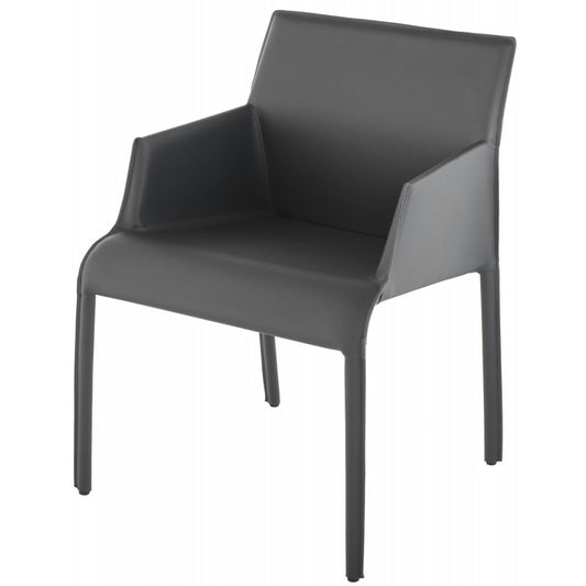 Delphine Dark Gray Leather Dining Chair, HGND218
