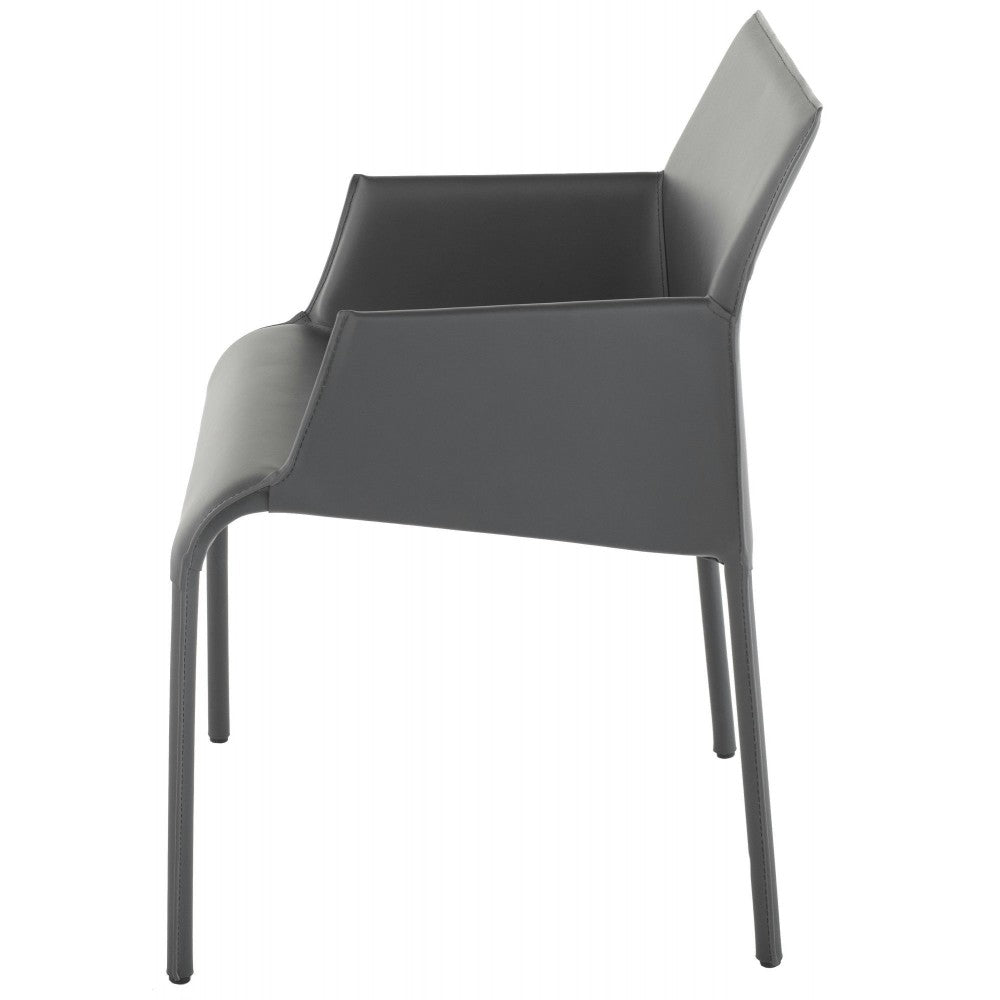 Delphine Dark Gray Leather Dining Chair, HGND218