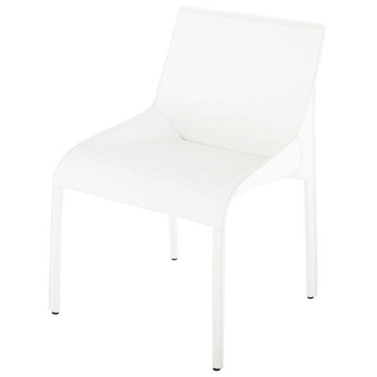 Delphine White Leather Dining Chair