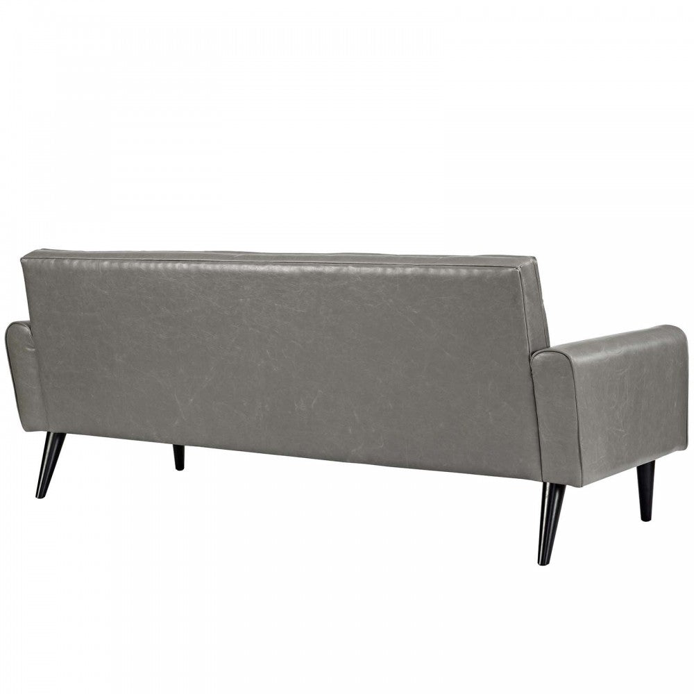 Delve 2 Piece Upholstered Vinyl Sofa and Armchair Set, Gray, EEI-2971-GRY-SET