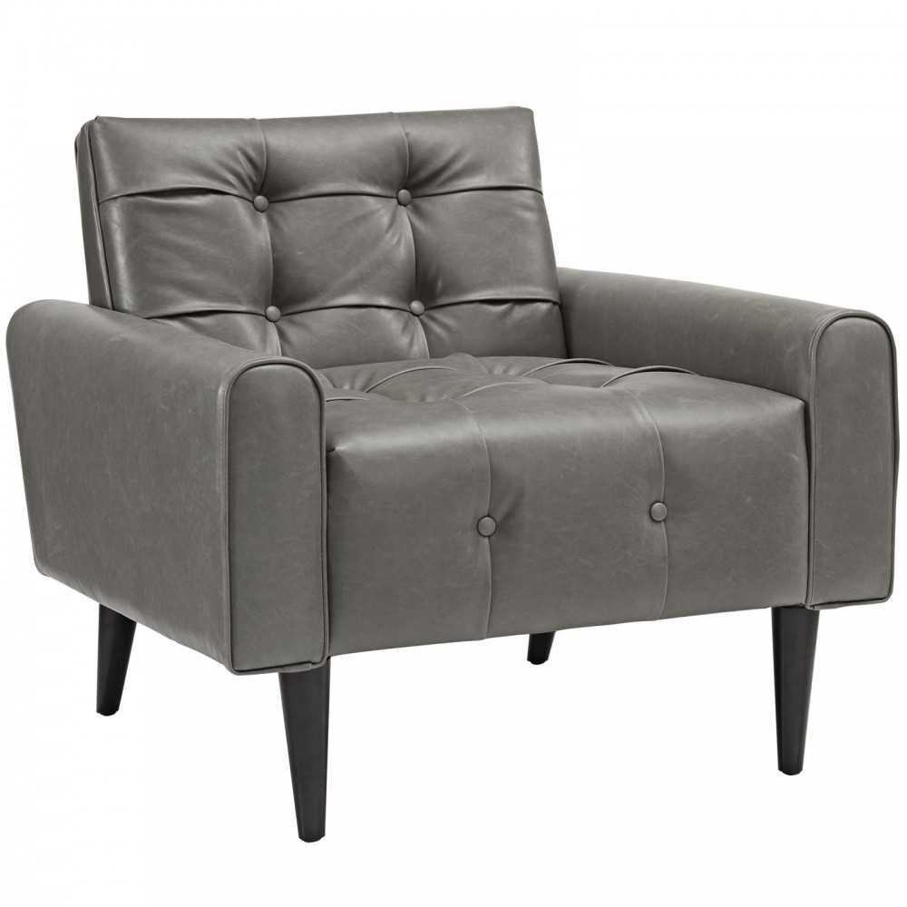 Delve 2 Piece Upholstered Vinyl Sofa and Armchair Set, Gray, EEI-2971-GRY-SET