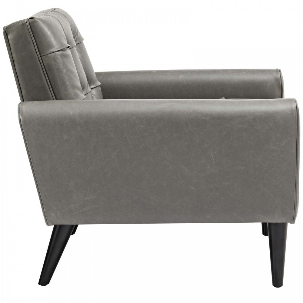 Delve 2 Piece Upholstered Vinyl Sofa and Armchair Set, Gray, EEI-2971-GRY-SET