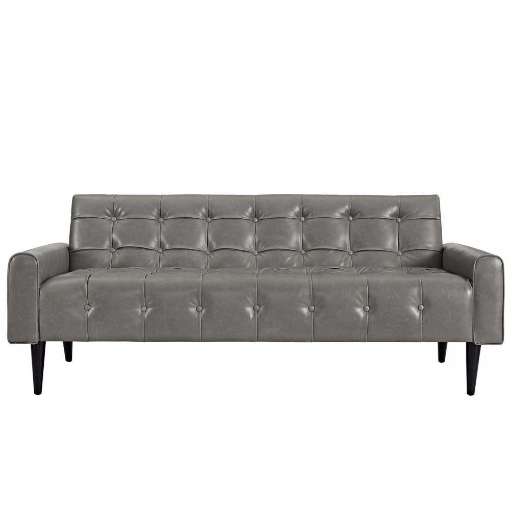 Delve 2 Piece Upholstered Vinyl Sofa and Armchair Set, Gray, EEI-2971-GRY-SET