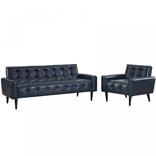 Delve 2 Piece Upholstered Vinyl Sofa and Armchair Set, Gray, EEI-2971-BLU-SET