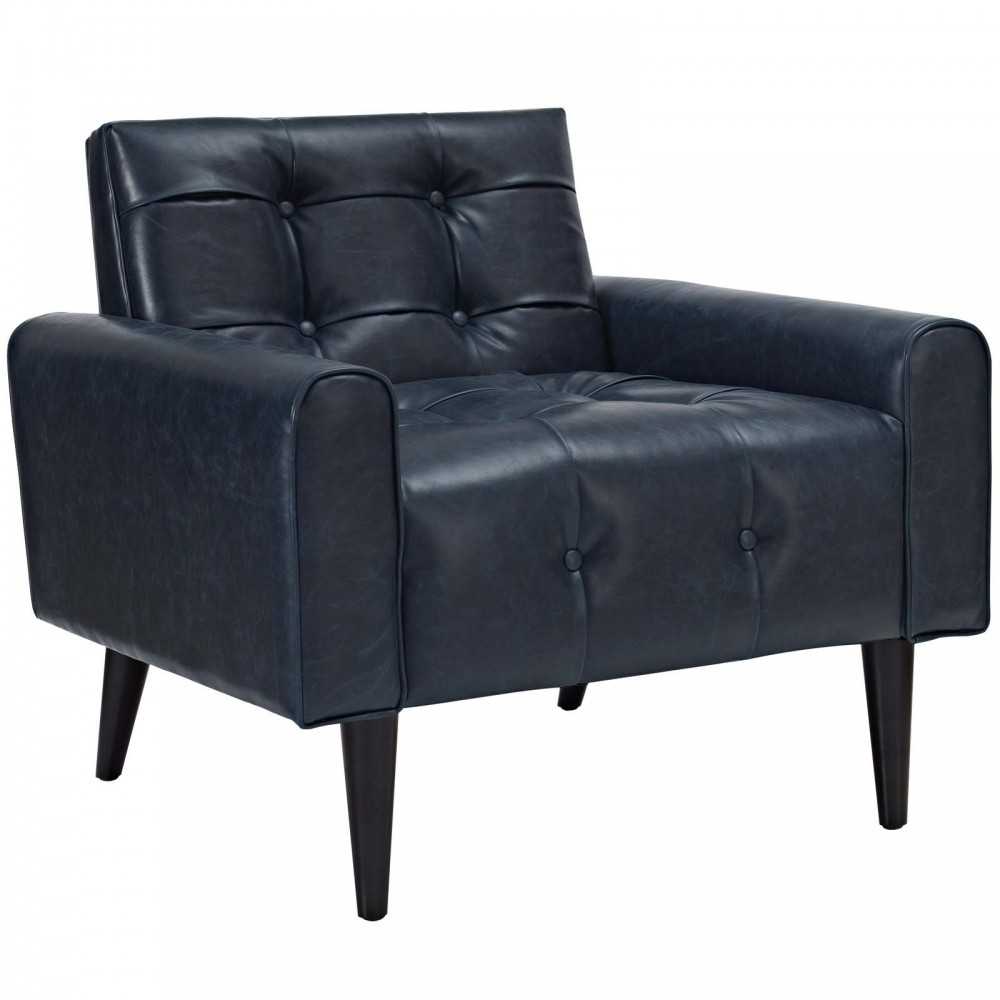 Delve 2 Piece Upholstered Vinyl Sofa and Armchair Set, Gray, EEI-2971-BLU-SET