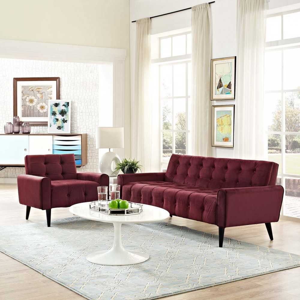 Delve Living Room Set Performance Velvet Set of 2, Gray, EEI-2969-MAR-SET