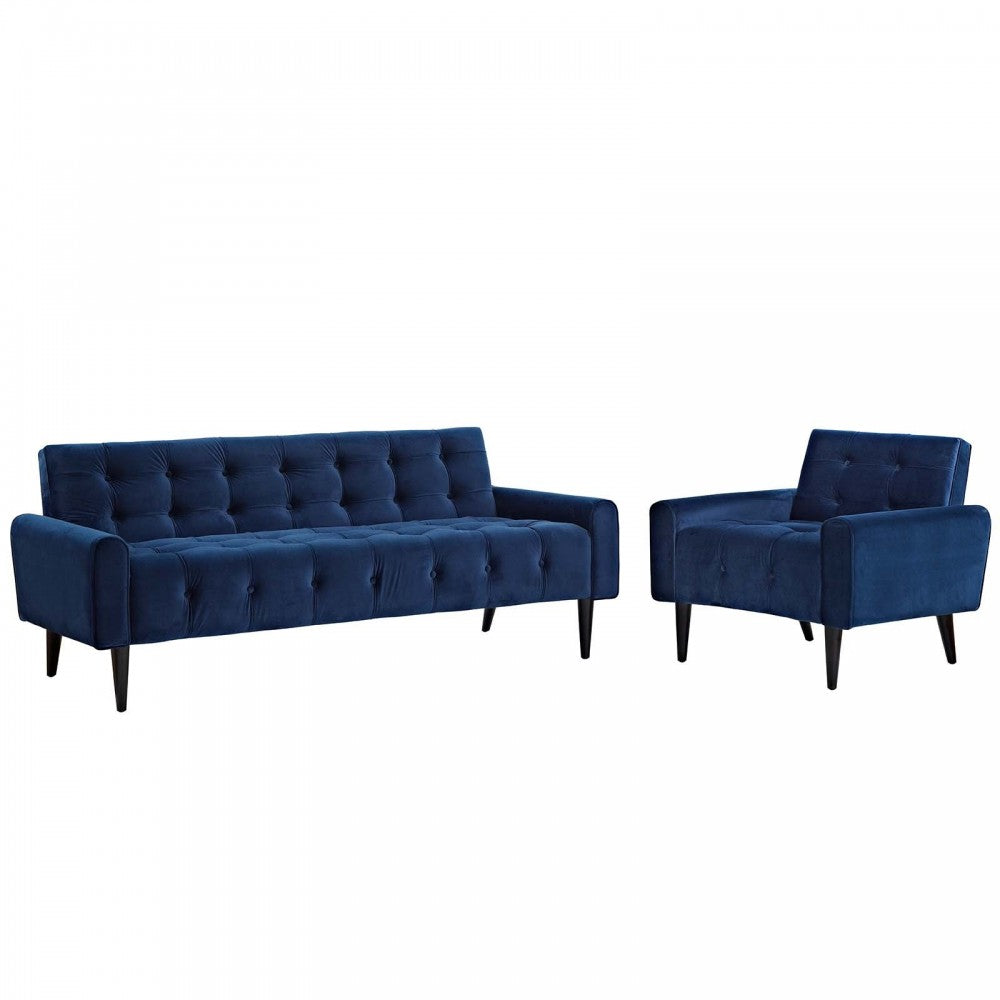Delve Living Room Set Performance Velvet Set of 2, Gray, EEI-2969-NAV-SET