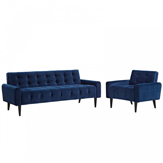 Delve Living Room Set Performance Velvet Set of 2, Gray, EEI-2969-NAV-SET