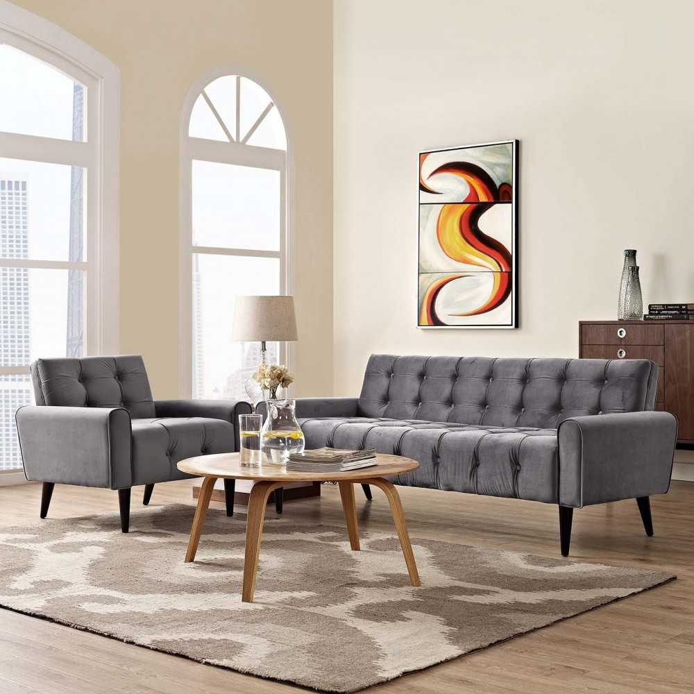 Delve Living Room Set Performance Velvet Set of 2, White