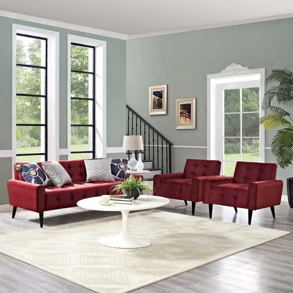Delve Living Room Set Performance Velvet Set of 3, Gray, EEI-2970-MAR-SET