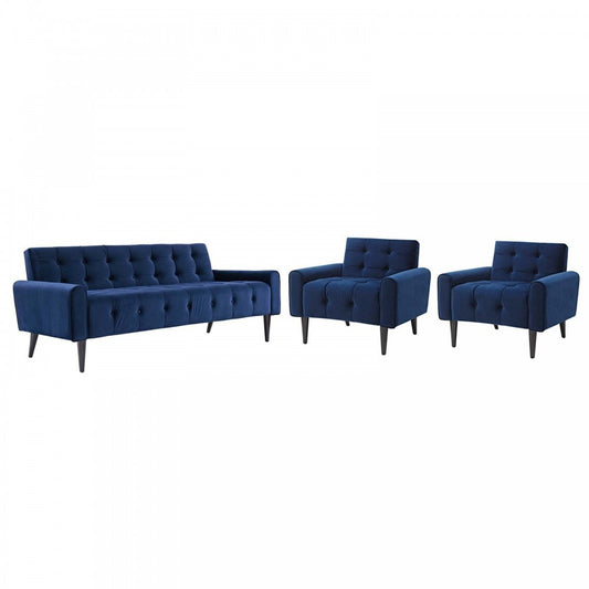 Delve Living Room Set Performance Velvet Set of 3, Gray, EEI-2970-NAV-SET