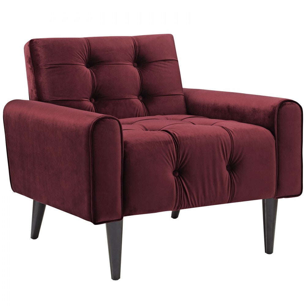 Delve Performance Velvet Armchair, Maroon