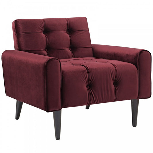 Delve Performance Velvet Armchair, Maroon