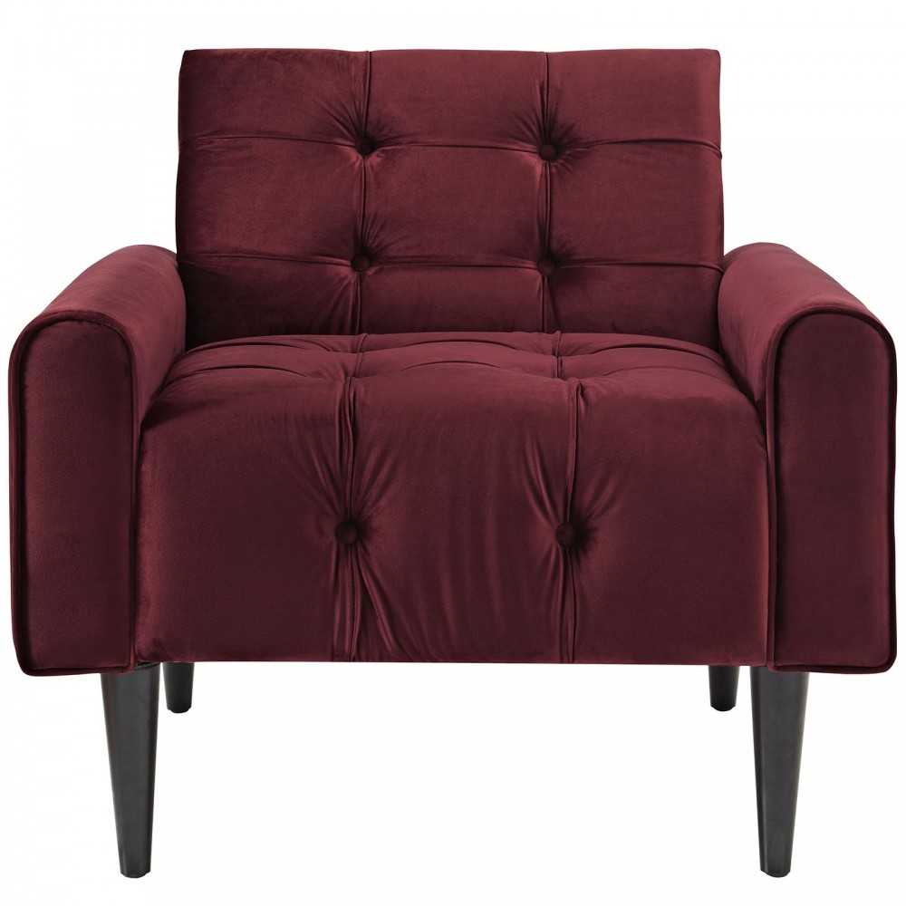 Delve Performance Velvet Armchair, Maroon