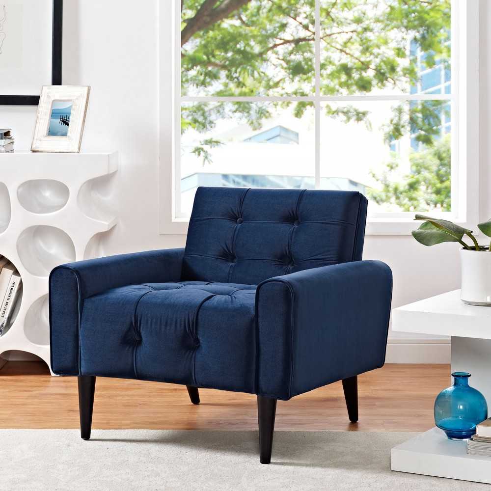 Delve Performance Velvet Armchair, Navy