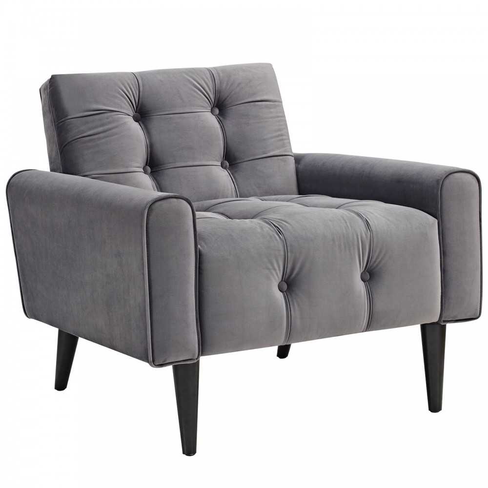 Delve Performance Velvet Armchair, Gray