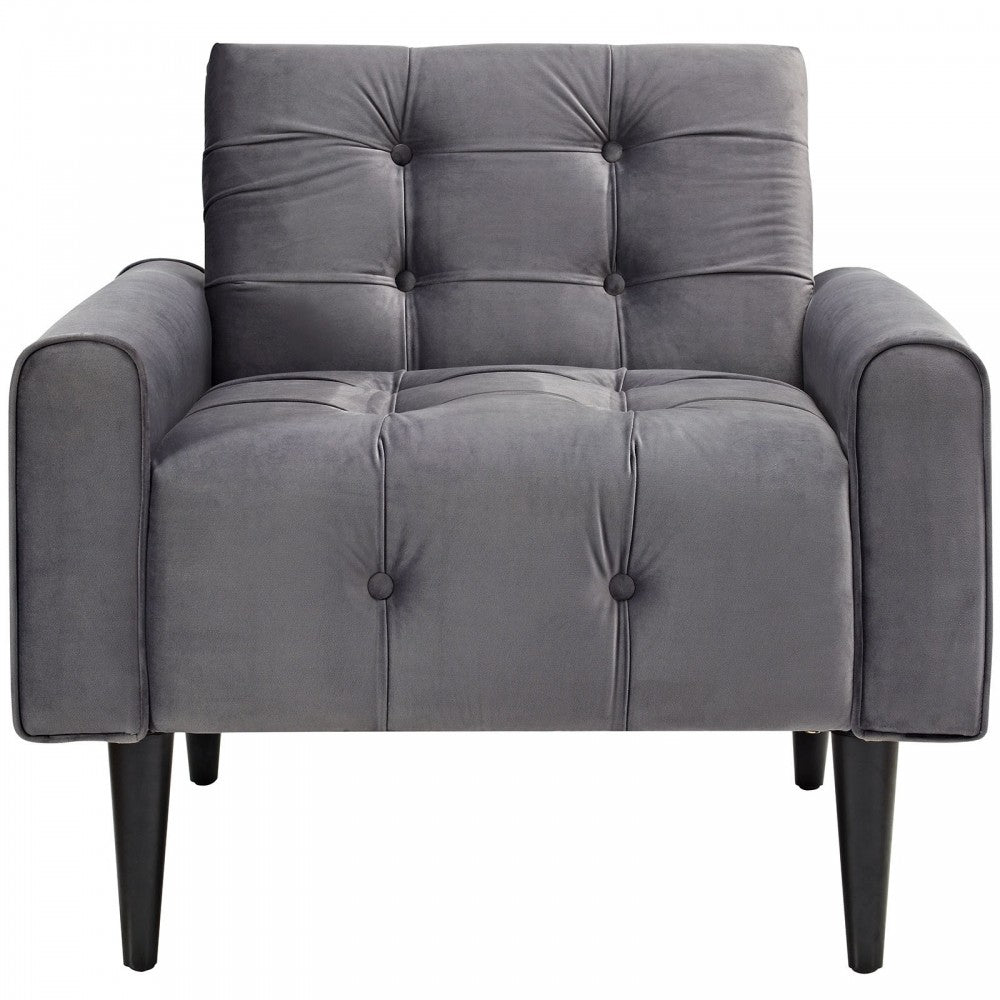 Delve Performance Velvet Armchair, Gray