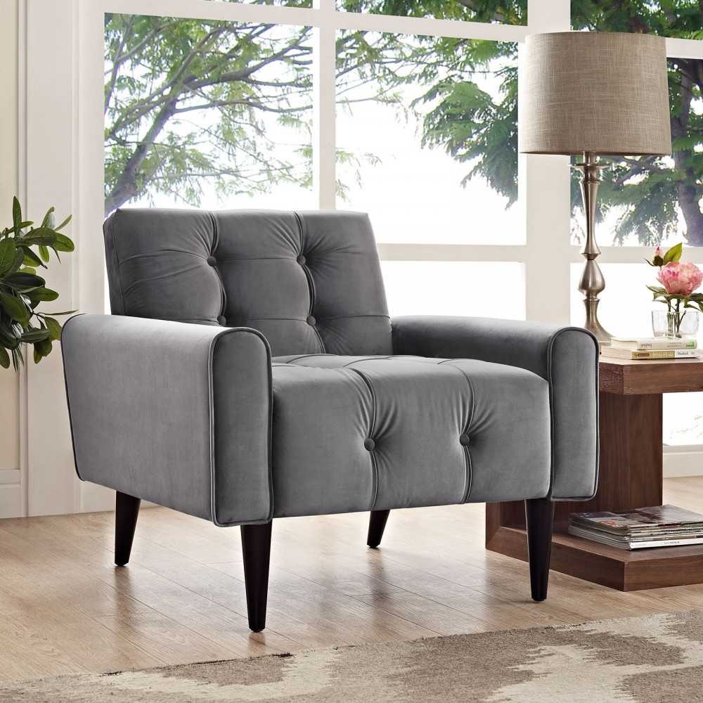 Delve Performance Velvet Armchair, Gray