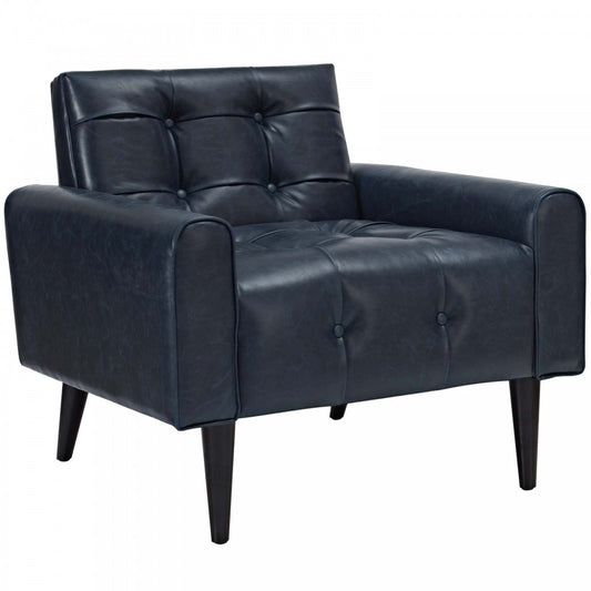 Delve Upholstered Vinyl Accent Chair, Blue