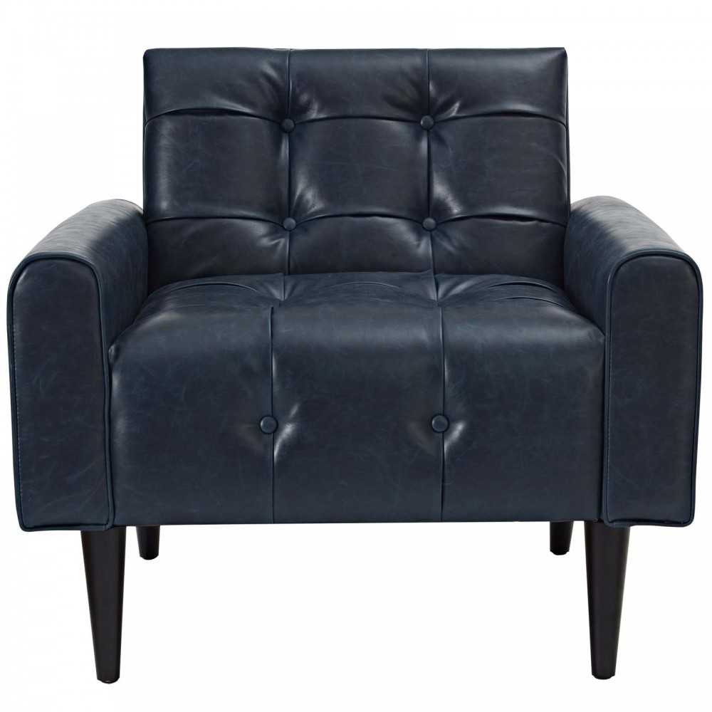 Delve Upholstered Vinyl Accent Chair, Blue