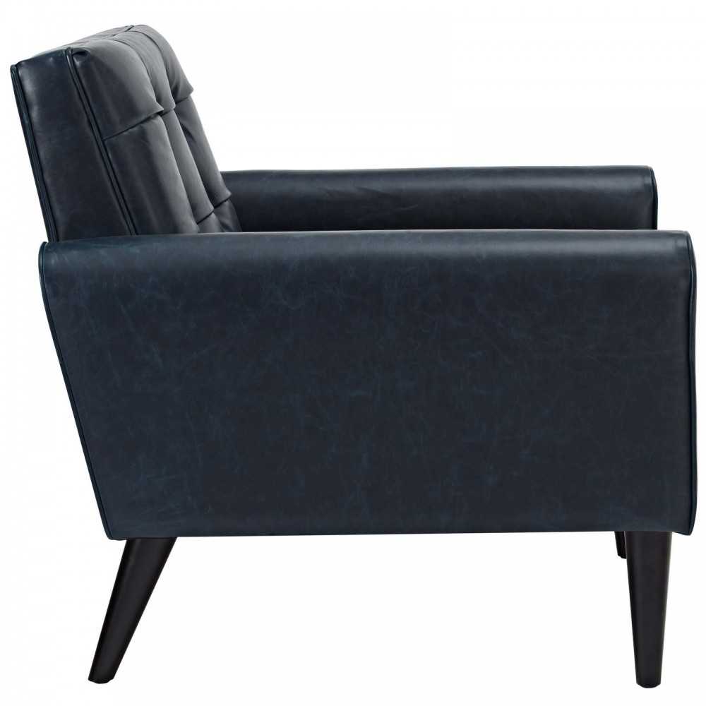 Delve Upholstered Vinyl Accent Chair, Blue