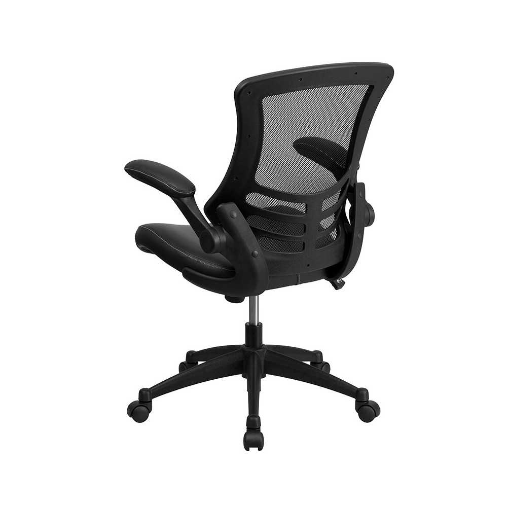 Desk Chair with Wheels | Swivel Chair with Mid-Back Black Mesh and LeatherSoft Seat for Home Office and Desk