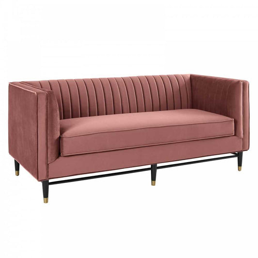 Devote Channel Tufted Performance Velvet Loveseat, Dusty Rose