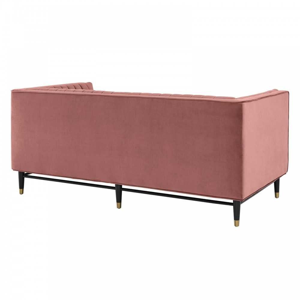 Devote Channel Tufted Performance Velvet Loveseat, Dusty Rose