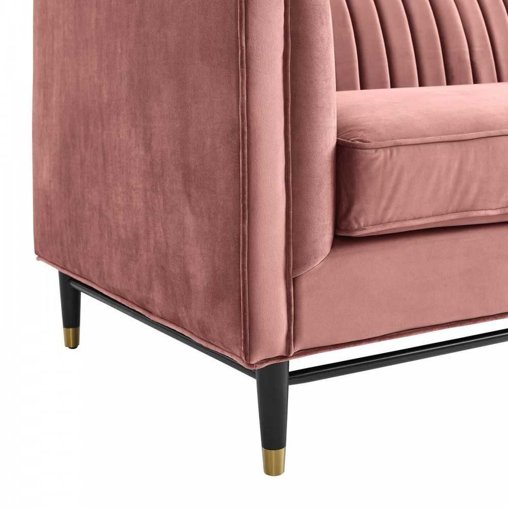 Devote Channel Tufted Performance Velvet Loveseat, Dusty Rose