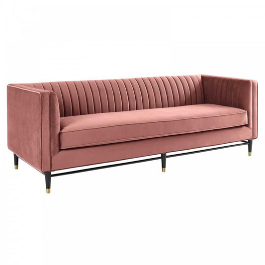 Devote Channel Tufted Performance Velvet Sofa, Dusty Rose