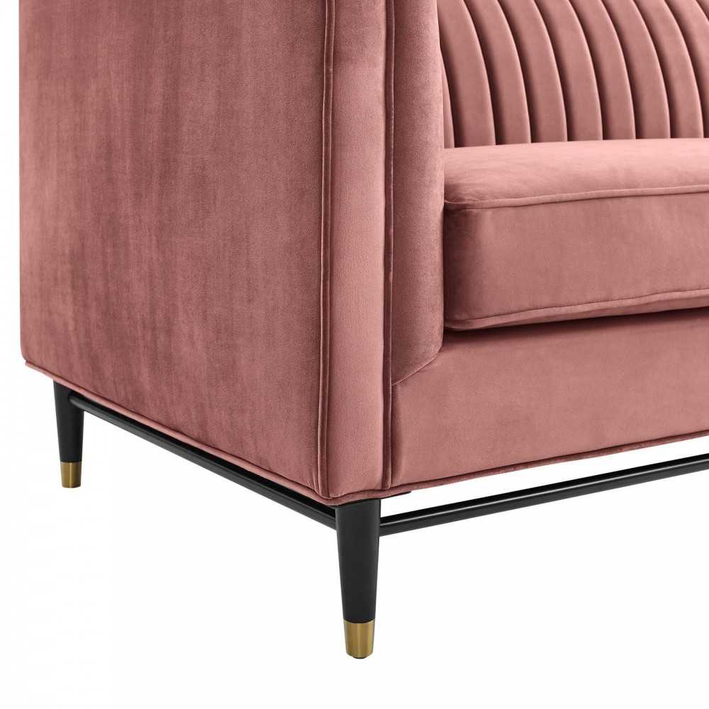 Devote Channel Tufted Performance Velvet Sofa, Dusty Rose