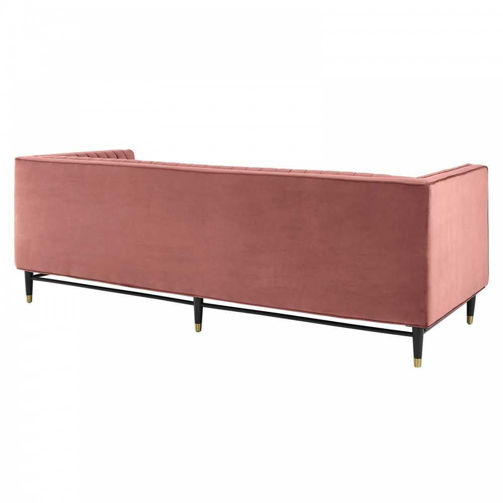 Devote Channel Tufted Performance Velvet Sofa, Dusty Rose