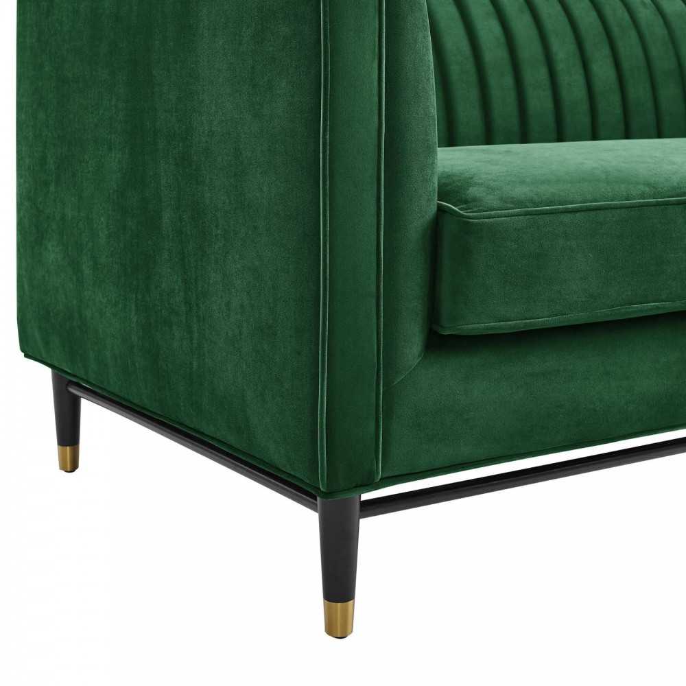 Devote Channel Tufted Performance Velvet Sofa, Emerald