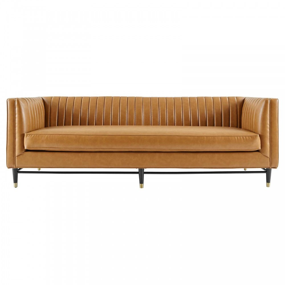 Devote Channel Tufted Vegan Leather Sofa