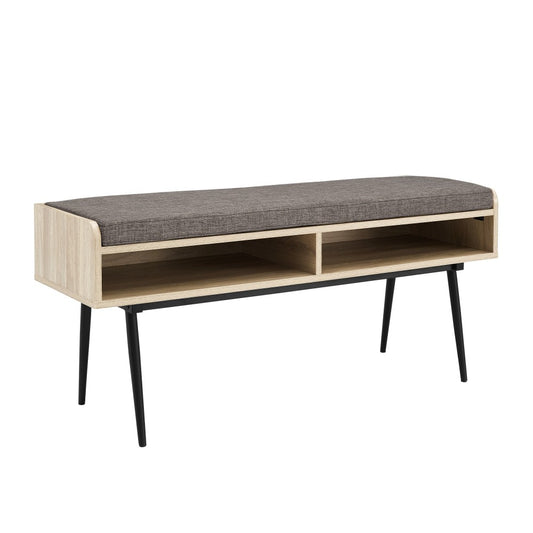 Diaz 44" Modern Bench with Front Storage and Cushion - Birch/Storm Gray