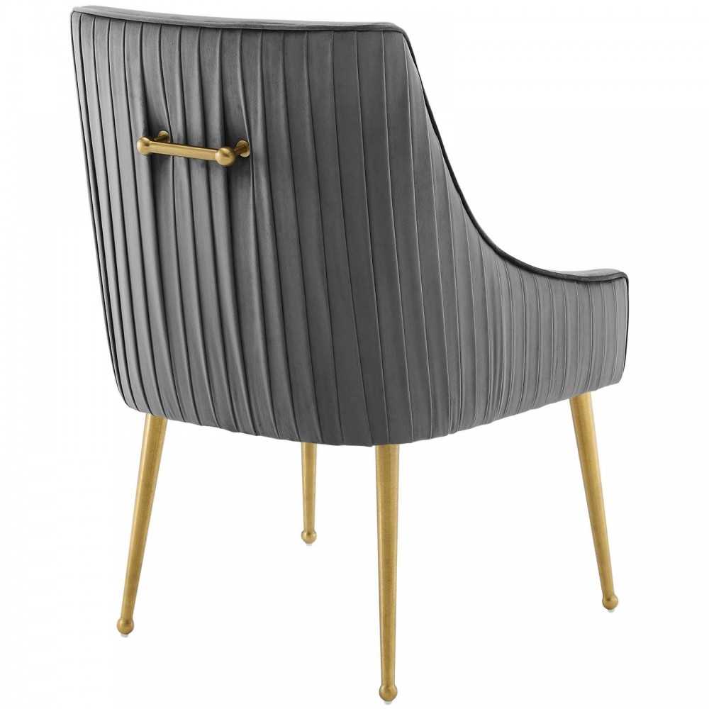Discern Pleated Back Upholstered Performance Velvet Dining Chair Set of 2, Gray