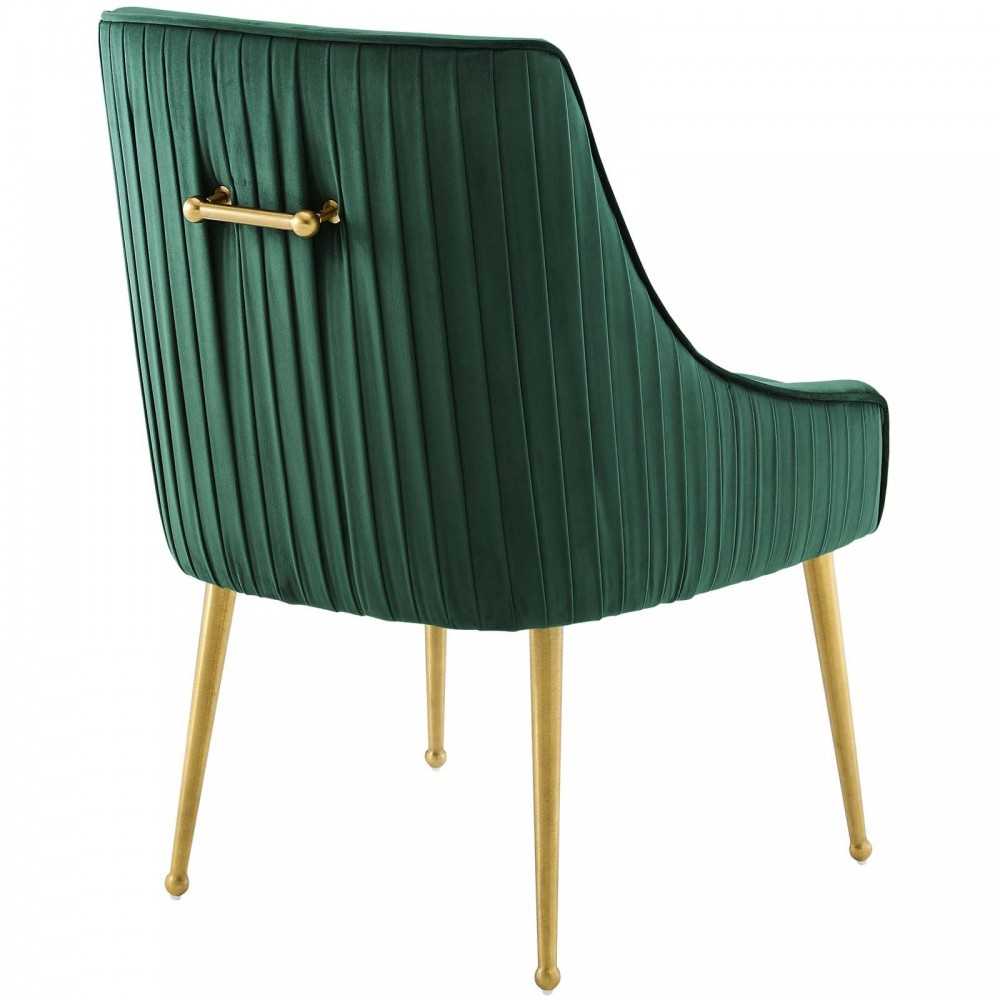 Discern Pleated Back Upholstered Performance Velvet Dining Chair Set of 2, Green