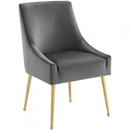 Discern Upholstered Performance Velvet Dining Chair, Gray