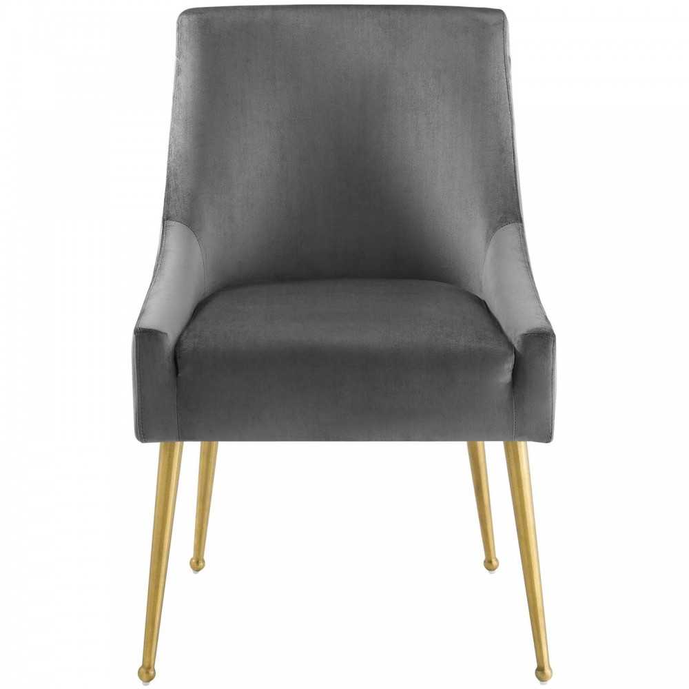 Discern Upholstered Performance Velvet Dining Chair, Gray