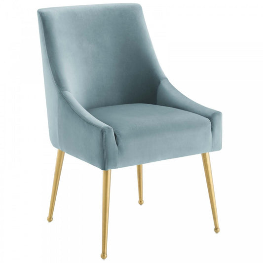 Discern Upholstered Performance Velvet Dining Chair, Light Blue