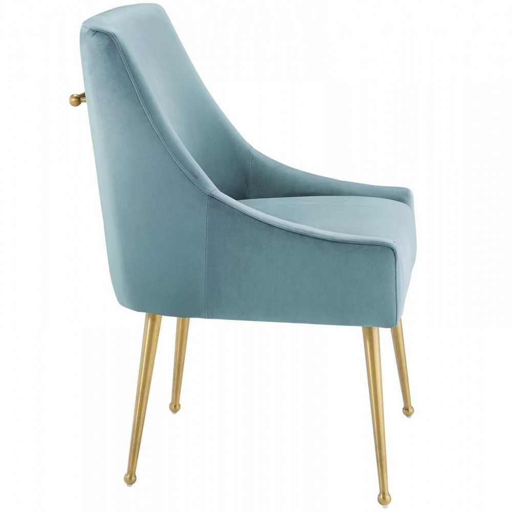 Discern Upholstered Performance Velvet Dining Chair, Light Blue