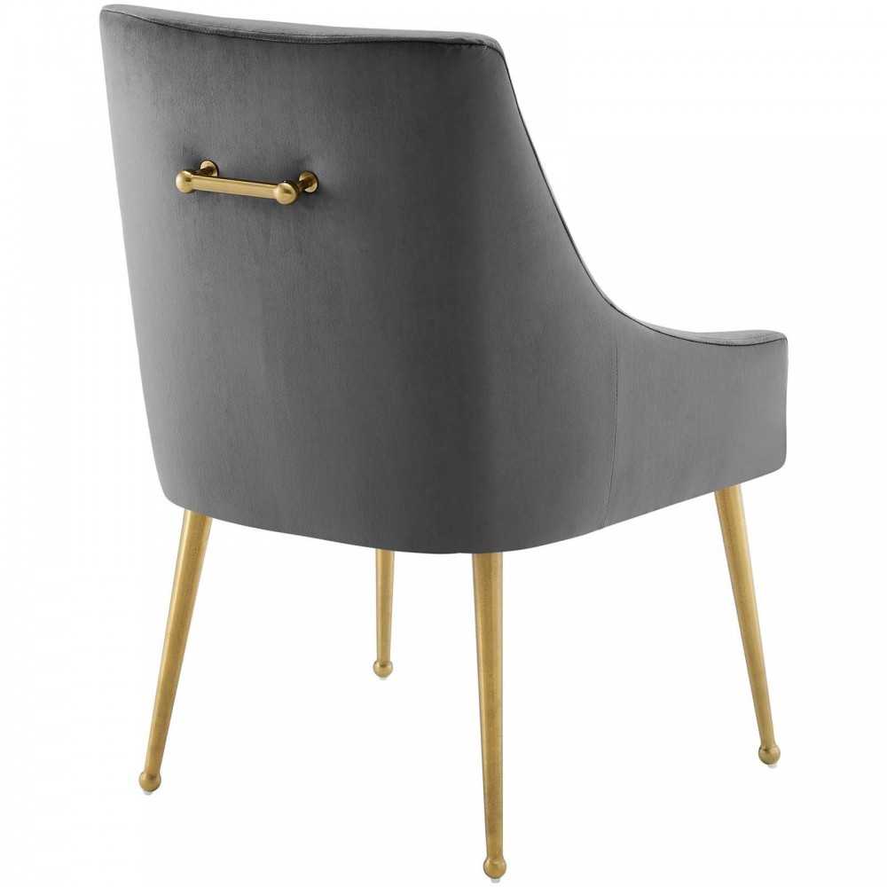 Discern Upholstered Performance Velvet Dining Chair Set of 2, Gray