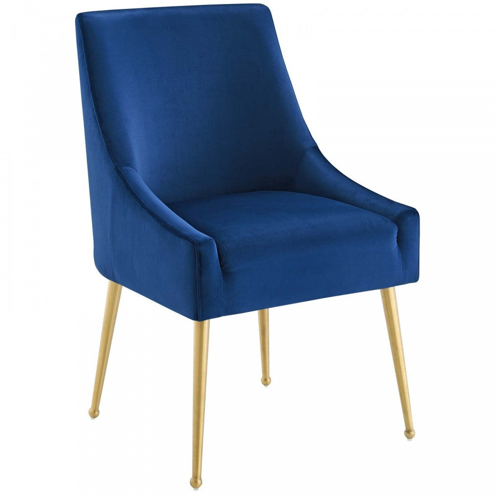 Discern Upholstered Performance Velvet Dining Chair Set of 2, Navy