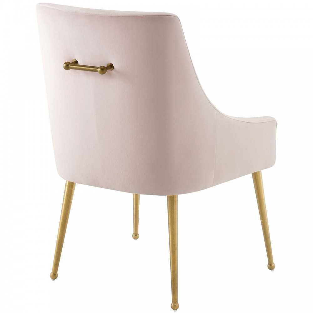 Discern Upholstered Performance Velvet Dining Chair Set of 2, Pink