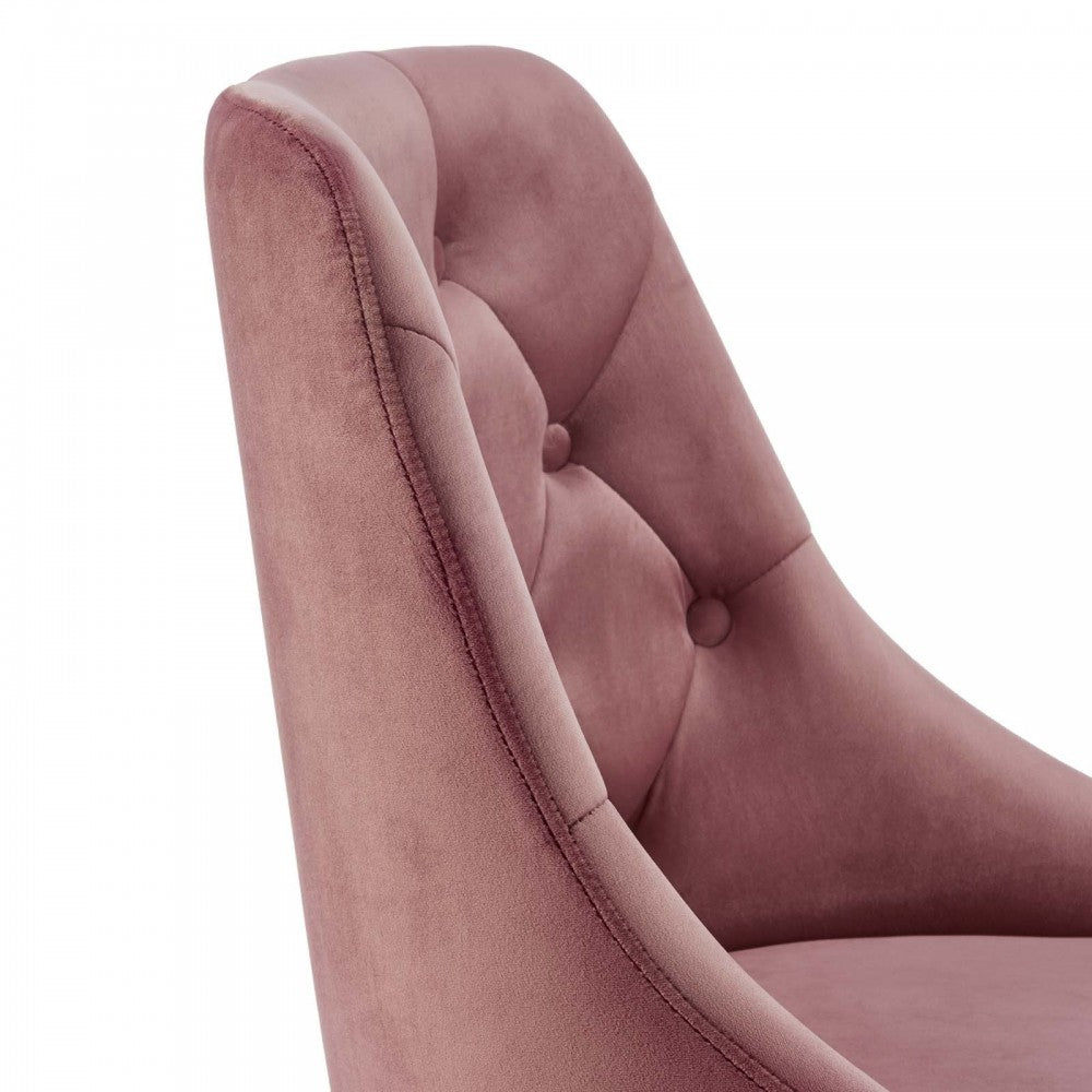 Distinct Tufted Swivel Performance Velvet Office Chair, Gold Dusty Rose