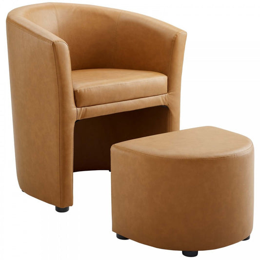 Divulge Armchair and Ottoman, Tan