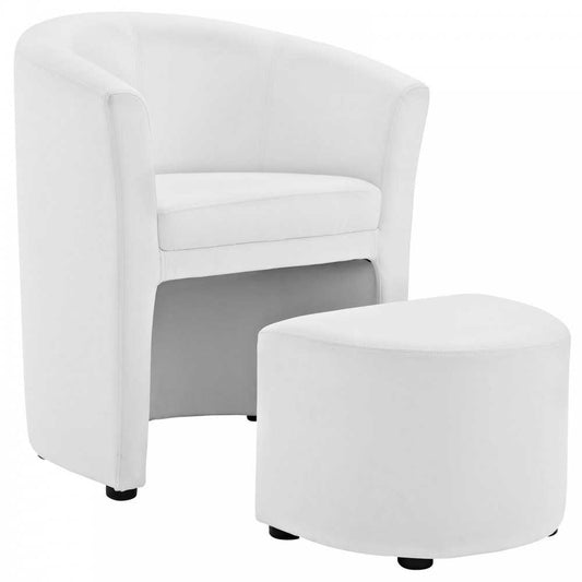 Divulge Armchair and Ottoman, White