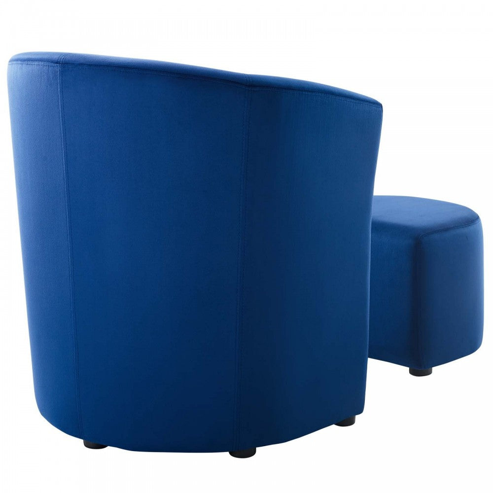 Divulge Performance Velvet Arm Chair and Ottoman Set, Navy